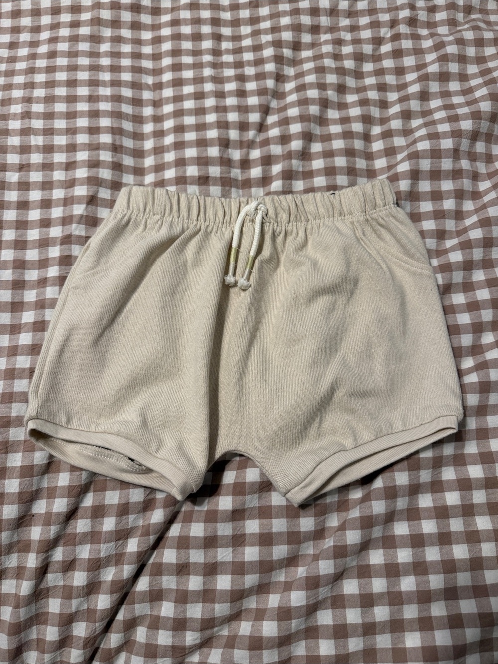 Women's Cream Drawstring Athletic Shorts